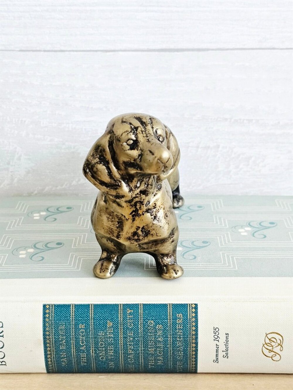 Vintage Heavy Solid Brass Dachshund Wiener Dog Doxie Figurine - Picture 4 of 9